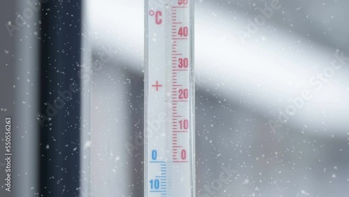The room thermometer showing the negative celcius during the winter season in Estonia photo