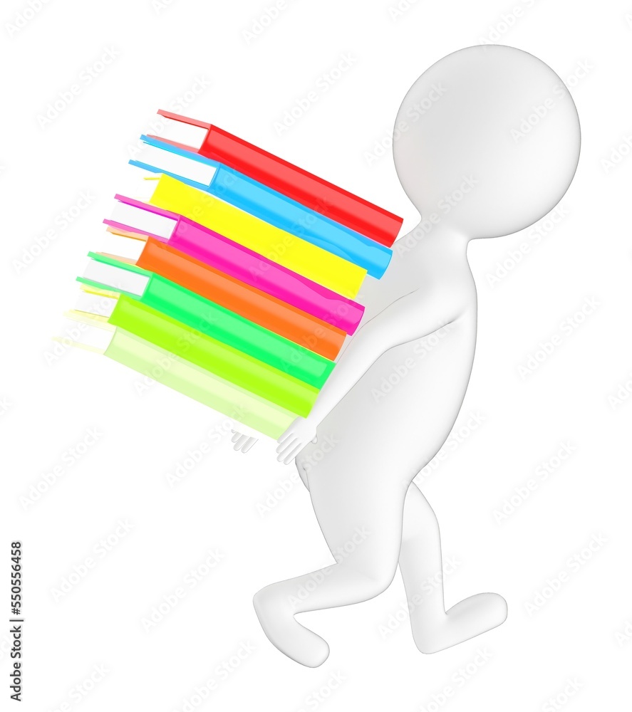 3d character , man carrying a pile of books 3d character , man carrying a pile of books