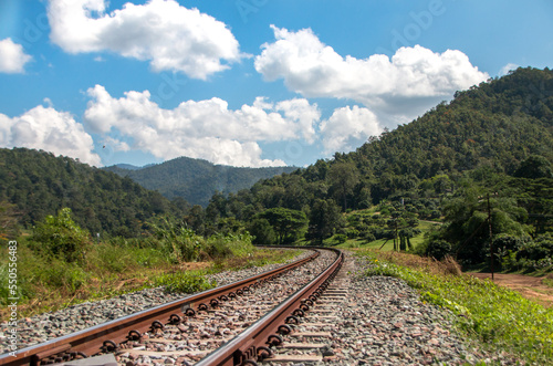 Railway Background, Blurred railway in the City, Soft focus or defocus on rails. 