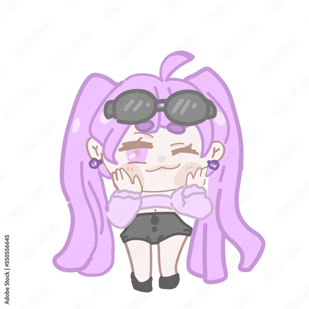 Fototapeta premium Chibi purple cute girl 