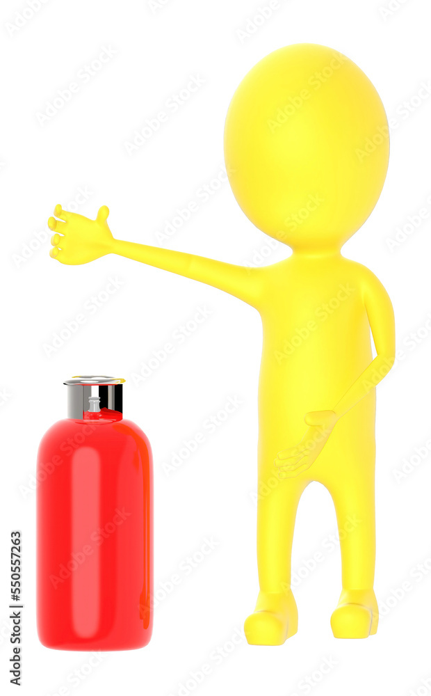 3d yellow character , gas cylinder 3d yellow character , gas cylinder