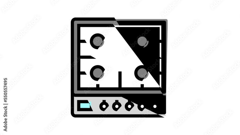 gas cooktop color icon animation gas cooktop color icon animation