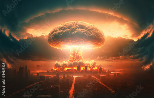 A nuclear explosion in the center of the metropolis Fototapet