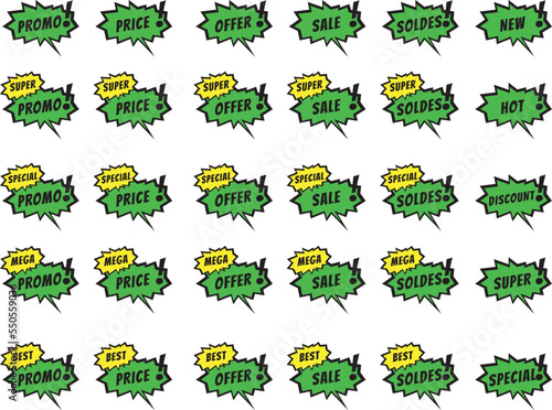 Badges Promotions, Soldes, Price, Offer & Sale