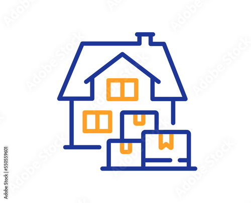 Home moving line icon. Packing things sign. Delivery service symbol. Colorful thin line outline concept. Linear style home moving icon. Editable stroke. Vector