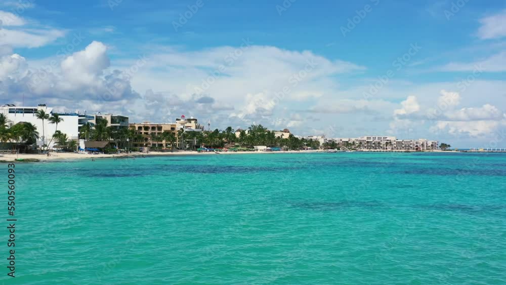 aerial panoramic view of tropical coastline in Playa Del Carmen Mexico on sunny summer day aerial panoramic view of tropical coastline in Playa Del Carmen Mexico on sunny summer day