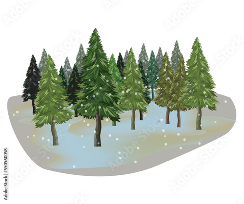 pine forest illustrations  pine forest in winter