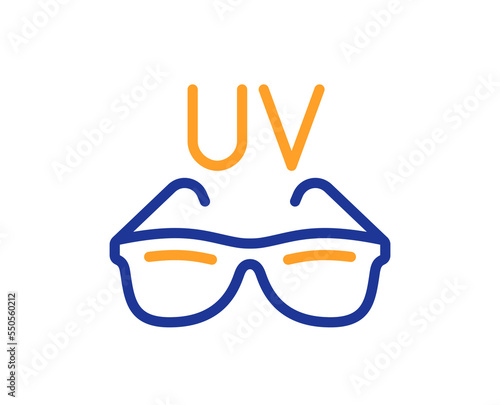Sunglasses line icon. Sun eyewear sign. Uv protection glasses symbol. Colorful thin line outline concept. Linear style sunglasses icon. Editable stroke. Vector