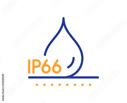 Waterproof line icon. Water resistant ip66 sign. Drop protection symbol. Colorful thin line outline concept. Linear style waterproof icon. Editable stroke. Vector