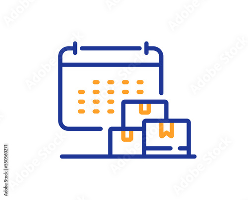 Delivery calendar line icon. Parcel logistic date sign. Express service symbol. Colorful thin line outline concept. Linear style delivery calendar icon. Editable stroke. Vector © blankstock