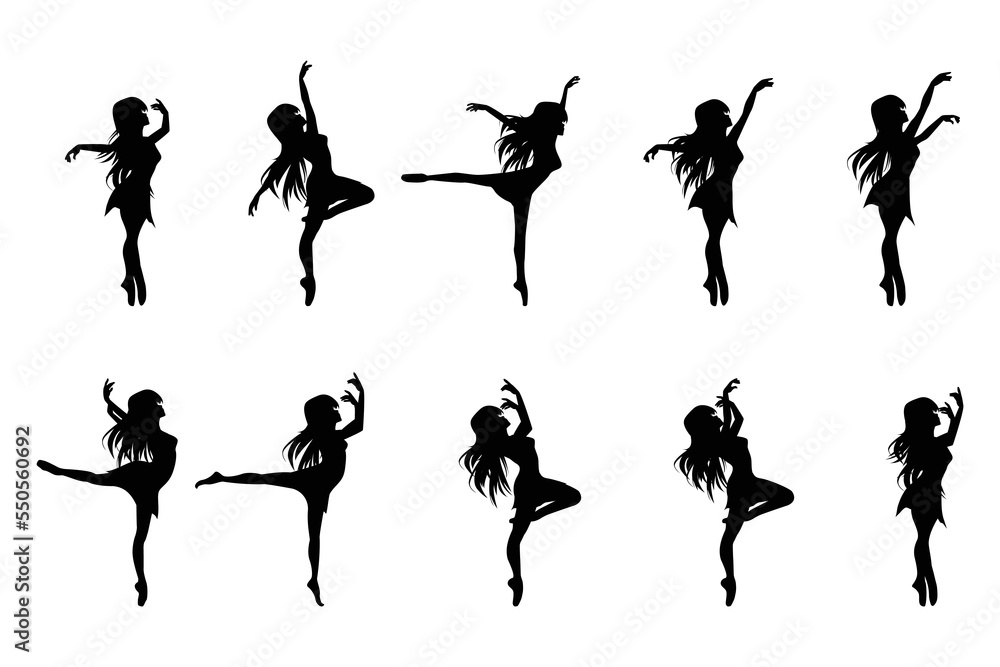 cute girl dancing silhouette illustratio