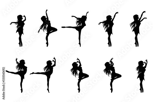 cute girl dancing silhouette illustratio