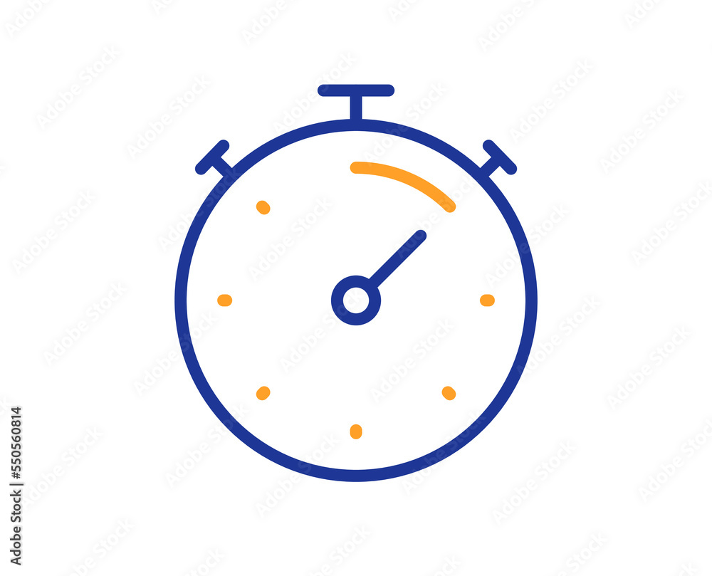 Timer line icon. Stopwatch time sign. Countdown clock symbol. Colorful thin line outline concept. Linear style timer icon. Editable stroke. Vector Timer line icon. Stopwatch time sign. Countdown clock symbol. Colorful thin line outline concept. Linear style timer icon. Editable stroke. Vector