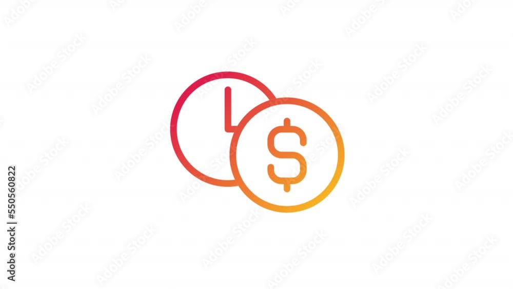 Animated hourly rate gradient icon. Currency exchange service. Financial operations. Seamless loop HD video with alpha channel on transparent background. Outline motion graphic animation Animated hourly rate gradient icon. Currency exchange service. Financial operations. Seamless loop HD video with alpha channel on transparent background. Outline motion graphic animation