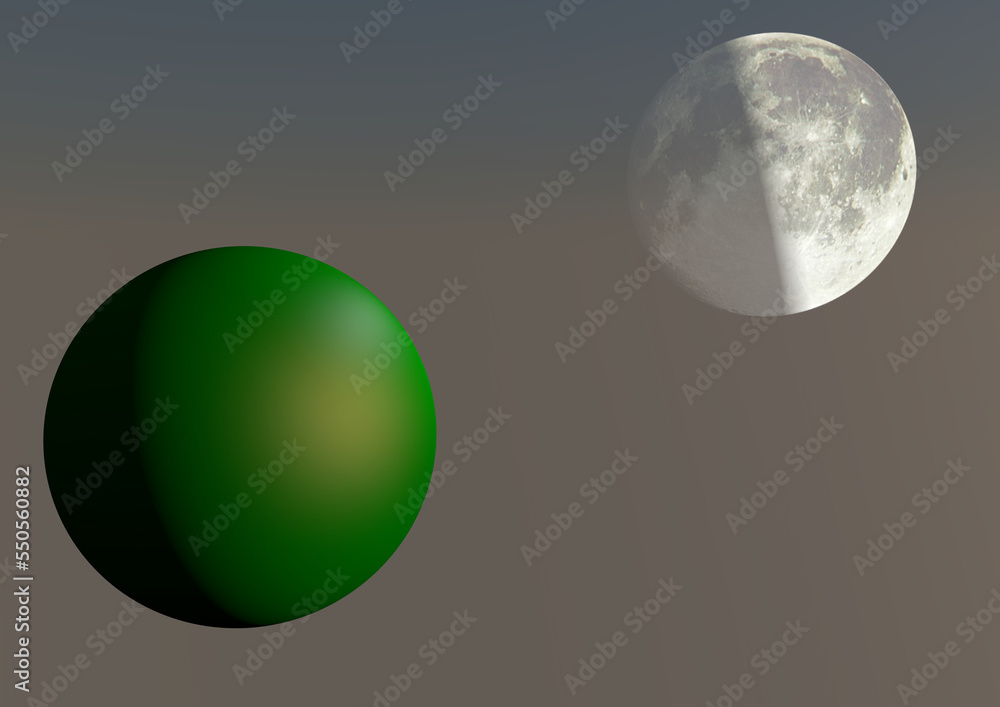 3d render of a earth and moon background with alpha channel