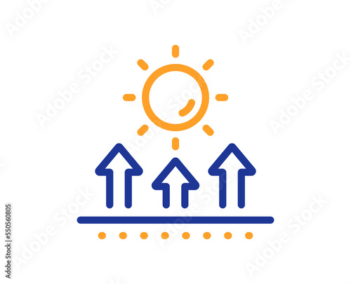 Sun protection line icon. Uv protect sign. Sunscreen effect symbol. Colorful thin line outline concept. Linear style sun protection icon. Editable stroke. Vector