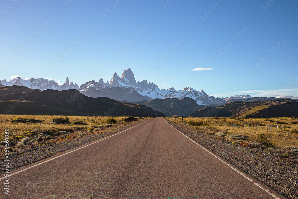 Empty road to El Chaltén Patagonia Argentina