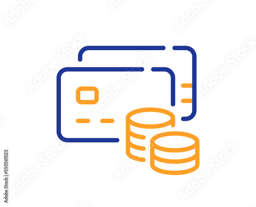 Money line icon. Credit card sign. Cash coins symbol. Colorful thin line outline concept. Linear style money icon. Editable stroke. Vector