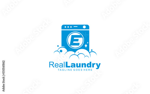 E logo LAUNDRY for branding company. letter template vector illustration for your brand.