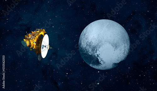 New Horizons spacecraft with Pluto "Elements of this image furnished by NASA "