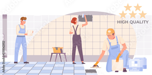 Laying Tiles Flat Illustration