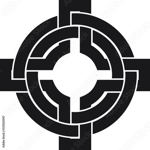 Celtic symbol, cross in circle, black. Symbol made with Celtic knots to use in designs for St. Patrick's Day.