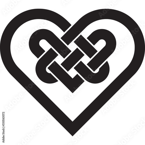 Celtic symbol, heart, black. Symbol made with Celtic knots to use in designs for St. Patrick's Day.