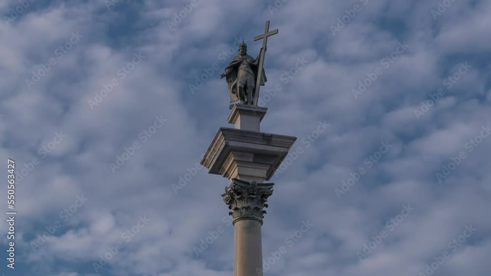 Sigismund's Column in Warsaw. Sky with clouds on the background. Sigismund's Column in Warsaw. Sky with clouds on the background.
