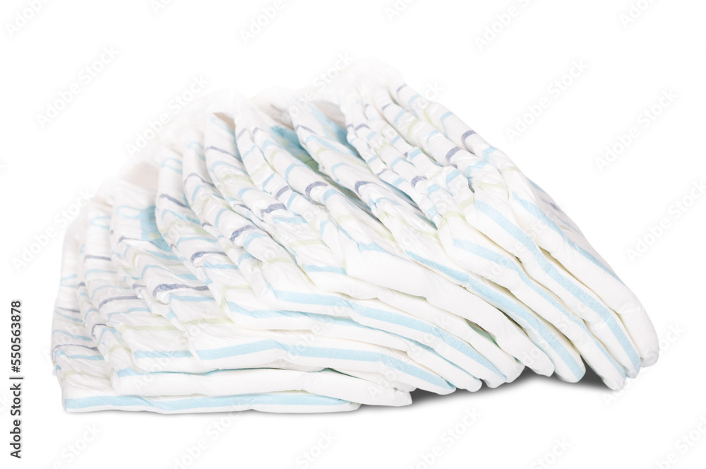 stack of baby diapers isolated on white background stack of baby diapers isolated on white background