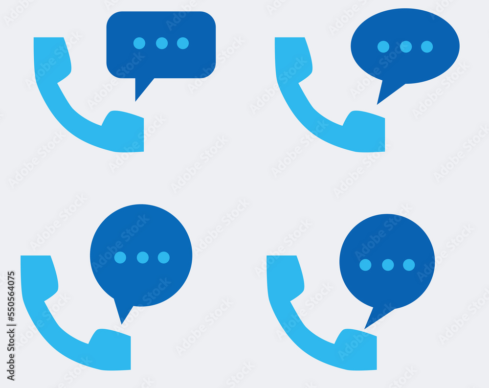 Phone Line Icon sets with white screen vector eps 8. Phone with buble chat icon sets.Blue icon sets Phone Line Icon sets with white screen vector eps 8. Phone with buble chat icon sets.Blue icon sets