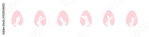Easter bunny. Egg hunt vector set. Isolated eggs with rabbit. Easter icon with bunny ears.