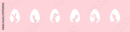 Easter bunny. Egg hunt vector set. Isolated eggs with rabbit. Easter icon with bunny ears.