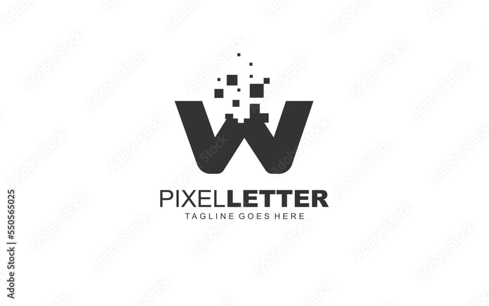 W logo PIXEL for branding company. DIGITAL template vector illustration for your brand.