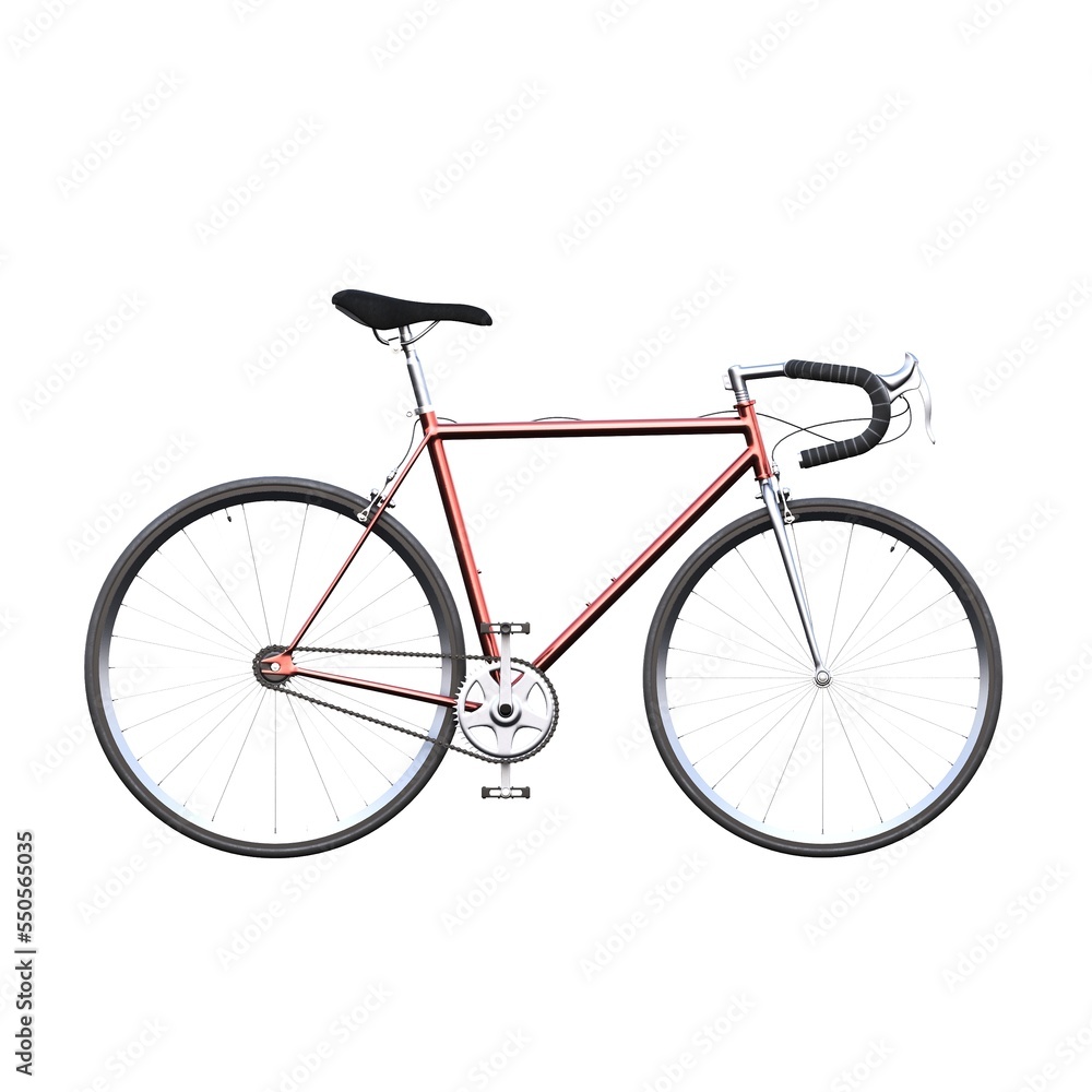 bicycle, isolated on white background, 3D illustration, cg render