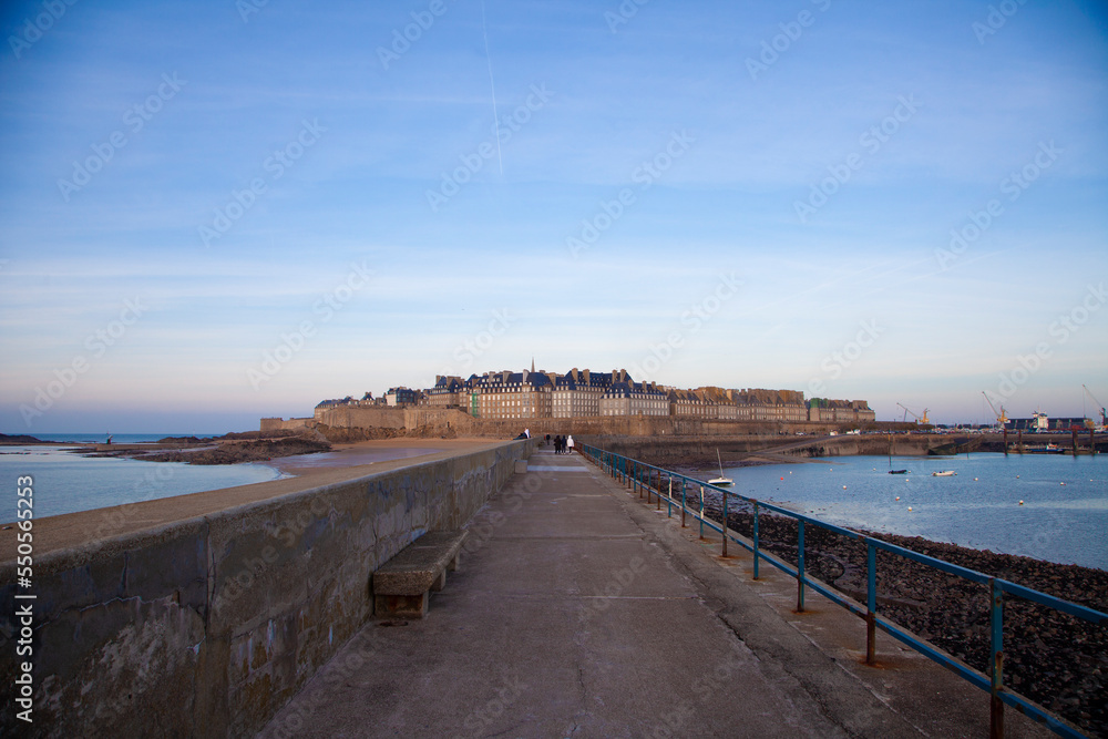 Saint Malo - french medieval town on the seaside - at the dusk