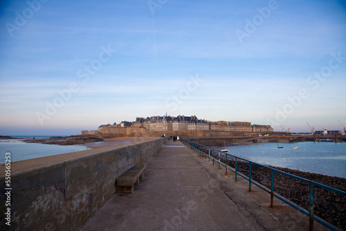 Saint Malo - french medieval town on the seaside - at the dusk