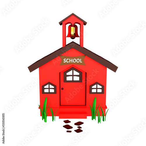 3D school building illustration design