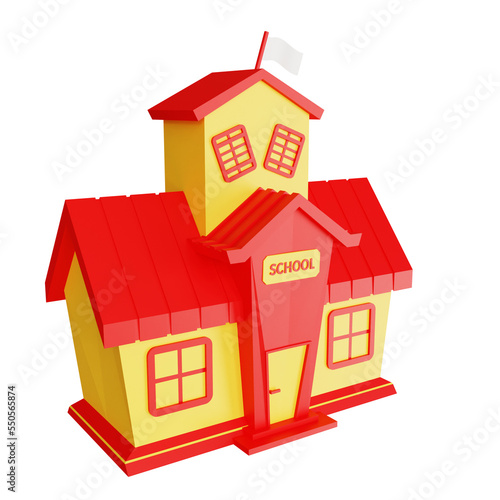3D school building illustration design