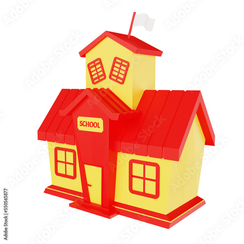 3D school building illustration design