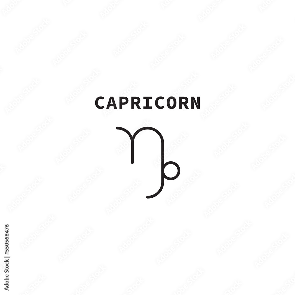 Fototapeta premium Zodiac Sign Capricorn Symbol. Minimal Vector Illustration 