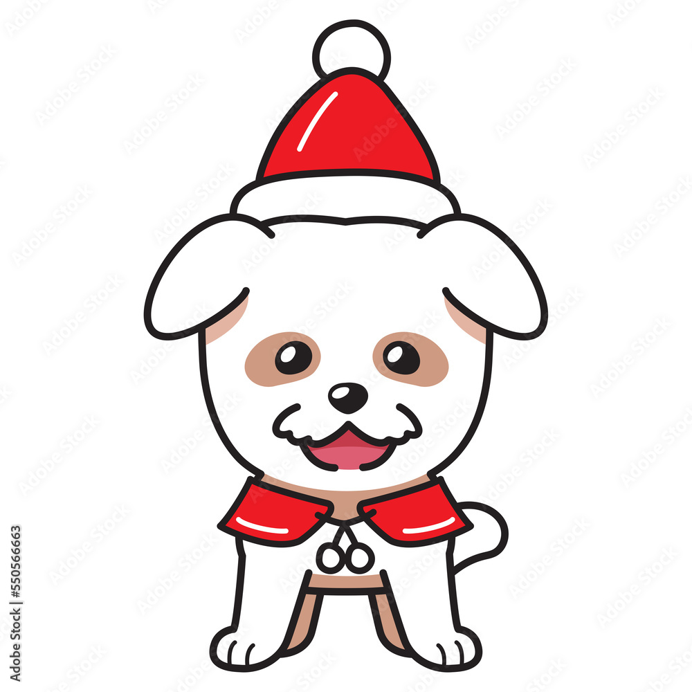 Cartoon cute dog with christmas costume Cartoon cute dog with christmas costume