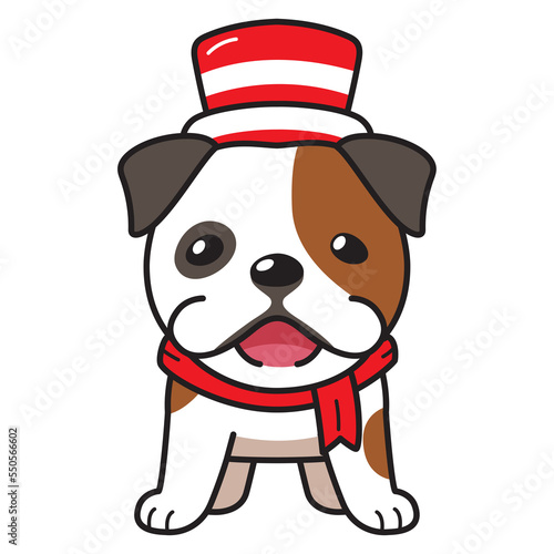 Cartoon bulldog with christmas costume