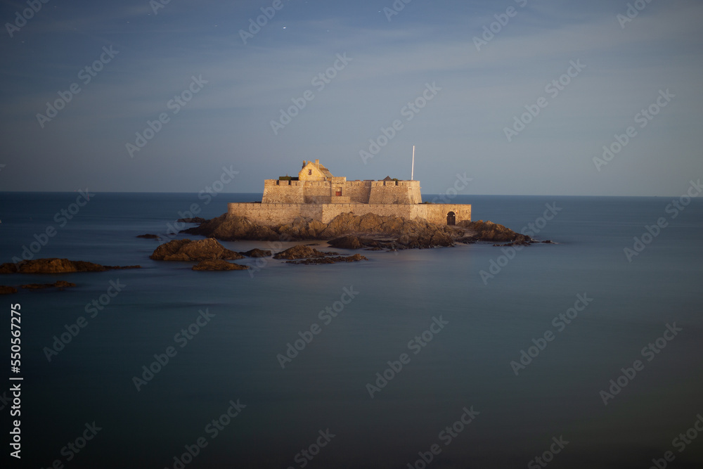 National Fort in Saint Malo (France) - night photo with very long exposure