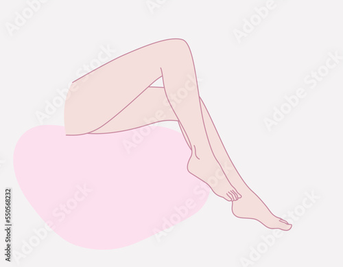 Beautiful female smooth legs. Laser and wax epilation. Hair removal. Banner, Beauty body care concept. Vector design illustration.