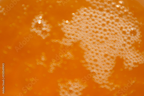 Honey, freshly poured, with air bubbles, suitable for texture or background. The texture of the honey. Healthy food concept. Diet. Selective focus.