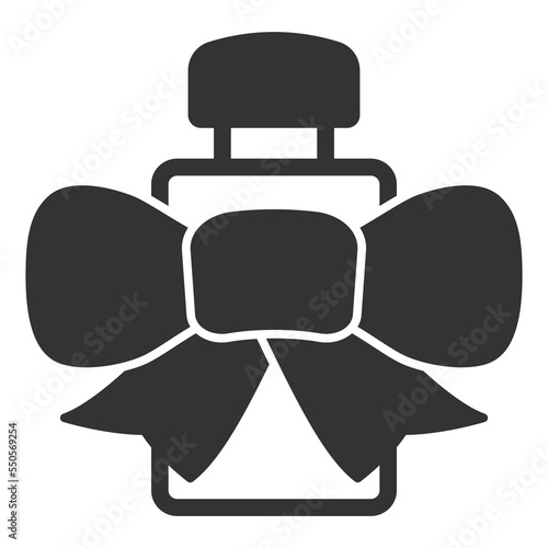 Perfume bottle in a bow - icon, illustration on white background, glyph style