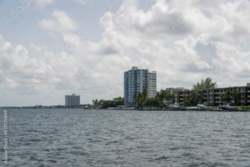Miami bay at Florida cloudy skyline above the apartments and condominiums © Jason