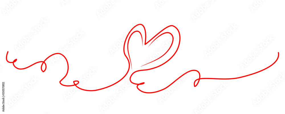 Love Heart Line Tangled Drawing. Continuous Line Drawing of Heart Trendy Minimalist Illustration. 