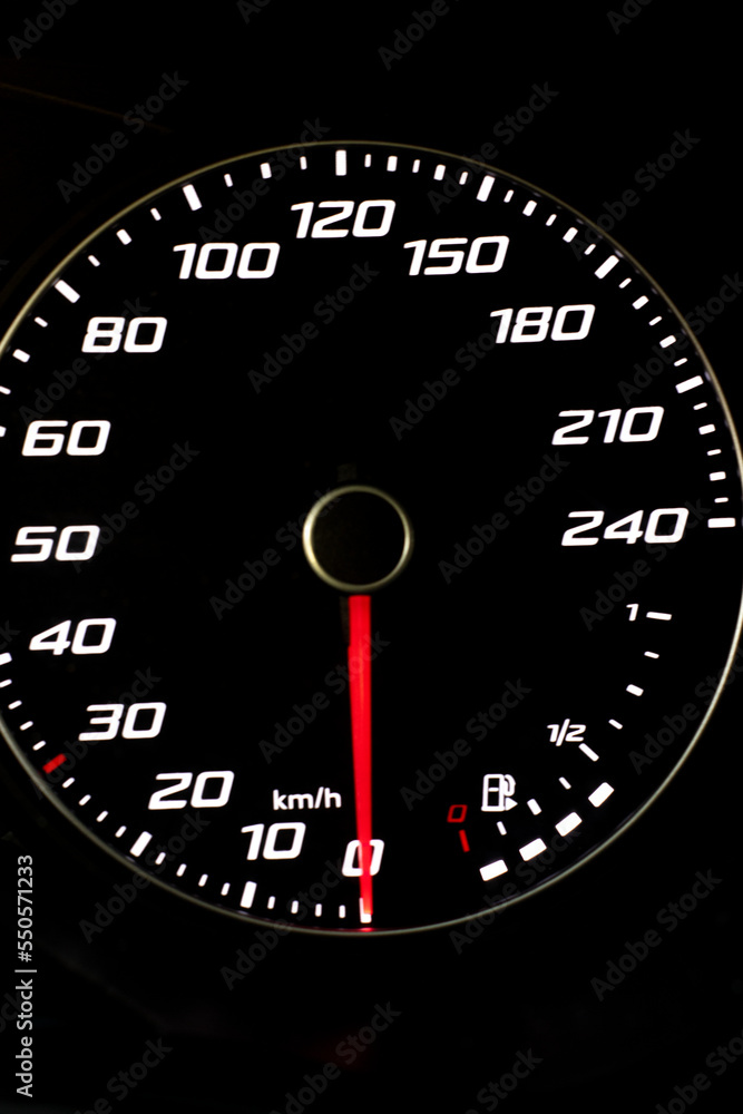 Close up of speed meter. Speedometer of a car, Digital speedometer of a car.