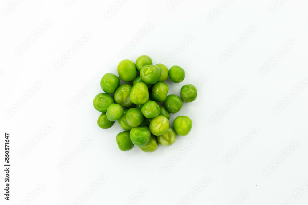 green peas isolated. fresh organic vegetables. top view green peas isolated. fresh organic vegetables. top view
